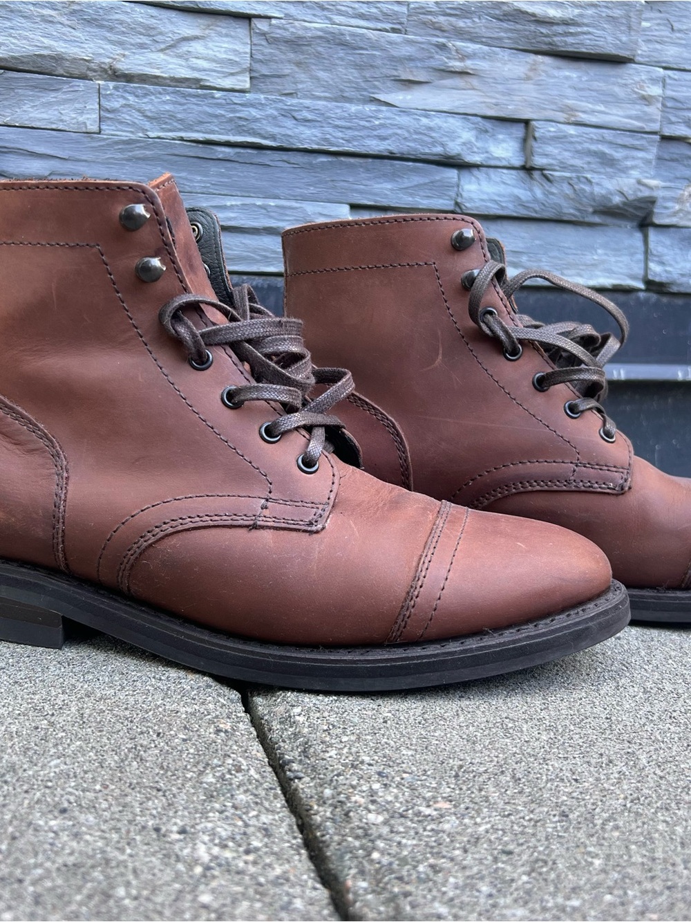 Thursday Boot Company Captain Brown Leather Cap-Toe Lace-Up Boots (Men’s Size 8)